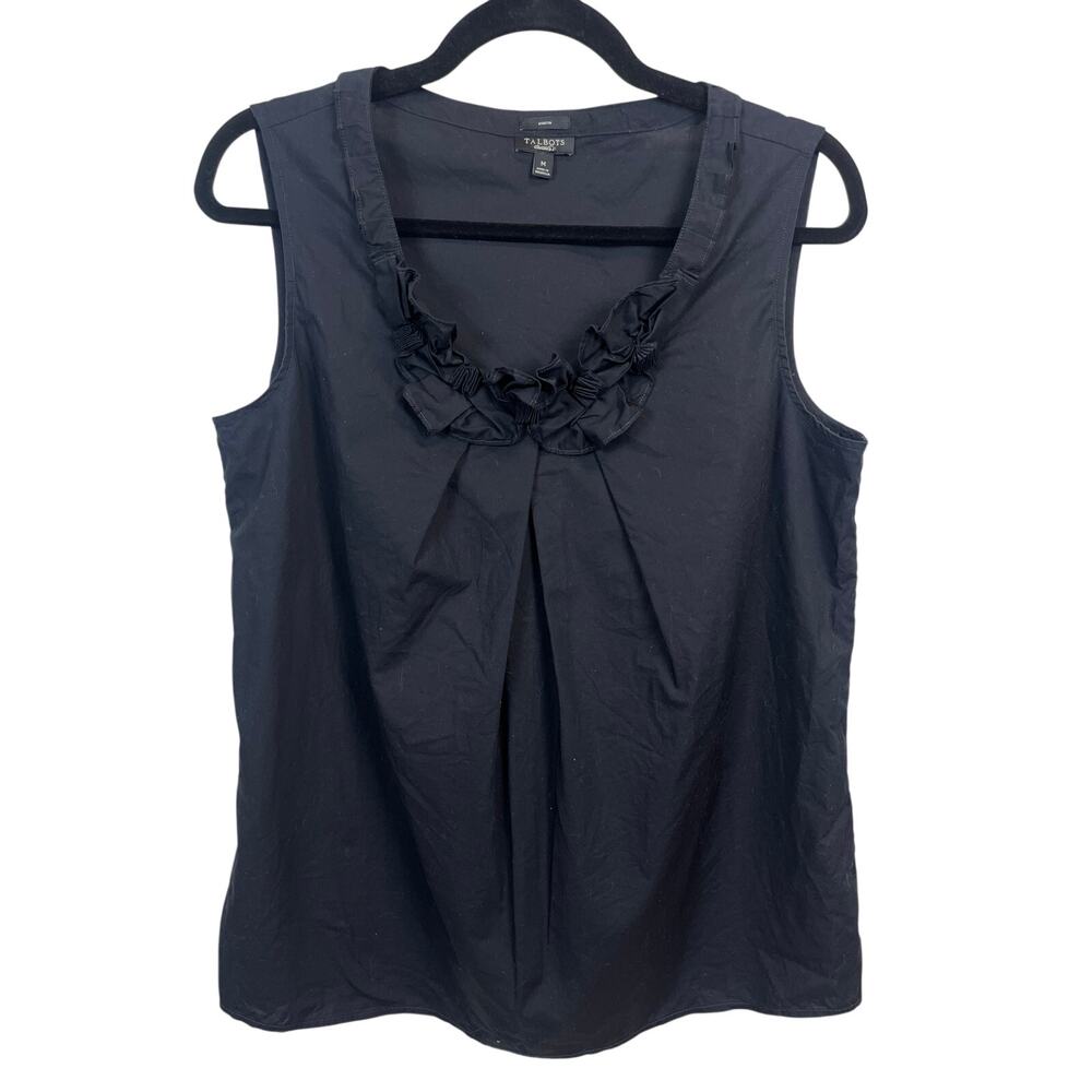 Talbots Black Sleeveless Gathered Scoop Neck Blouse Women’s Medium